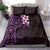 New Zealand Tuatara Plumeria Bedding Set Maori Purple Koru Tribal Tattoo