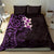 New Zealand Tuatara Plumeria Bedding Set Maori Purple Koru Tribal Tattoo