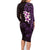 New Zealand Tuatara Plumeria Family Matching Long Sleeve Bodycon Dress and Hawaiian Shirt Maori Purple Koru Tribal Tattoo