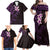 New Zealand Tuatara Plumeria Family Matching Off Shoulder Maxi Dress and Hawaiian Shirt Maori Purple Koru Tribal Tattoo