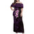 New Zealand Tuatara Plumeria Family Matching Off Shoulder Maxi Dress and Hawaiian Shirt Maori Purple Koru Tribal Tattoo