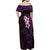 New Zealand Tuatara Plumeria Family Matching Off Shoulder Maxi Dress and Hawaiian Shirt Maori Purple Koru Tribal Tattoo