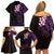 New Zealand Tuatara Plumeria Family Matching Off Shoulder Short Dress and Hawaiian Shirt Maori Purple Koru Tribal Tattoo