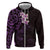 New Zealand Tuatara Plumeria Hoodie Maori Purple Koru Tribal Tattoo