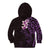 New Zealand Tuatara Plumeria Kid Hoodie Maori Purple Koru Tribal Tattoo