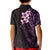 New Zealand Tuatara Plumeria Kid Polo Shirt Maori Purple Koru Tribal Tattoo