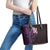 New Zealand Tuatara Plumeria Leather Tote Bag Maori Purple Koru Tribal Tattoo