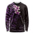 New Zealand Tuatara Plumeria Long Sleeve Shirt Maori Purple Koru Tribal Tattoo