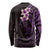 New Zealand Tuatara Plumeria Long Sleeve Shirt Maori Purple Koru Tribal Tattoo