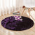 New Zealand Tuatara Plumeria Round Carpet Maori Purple Koru Tribal Tattoo