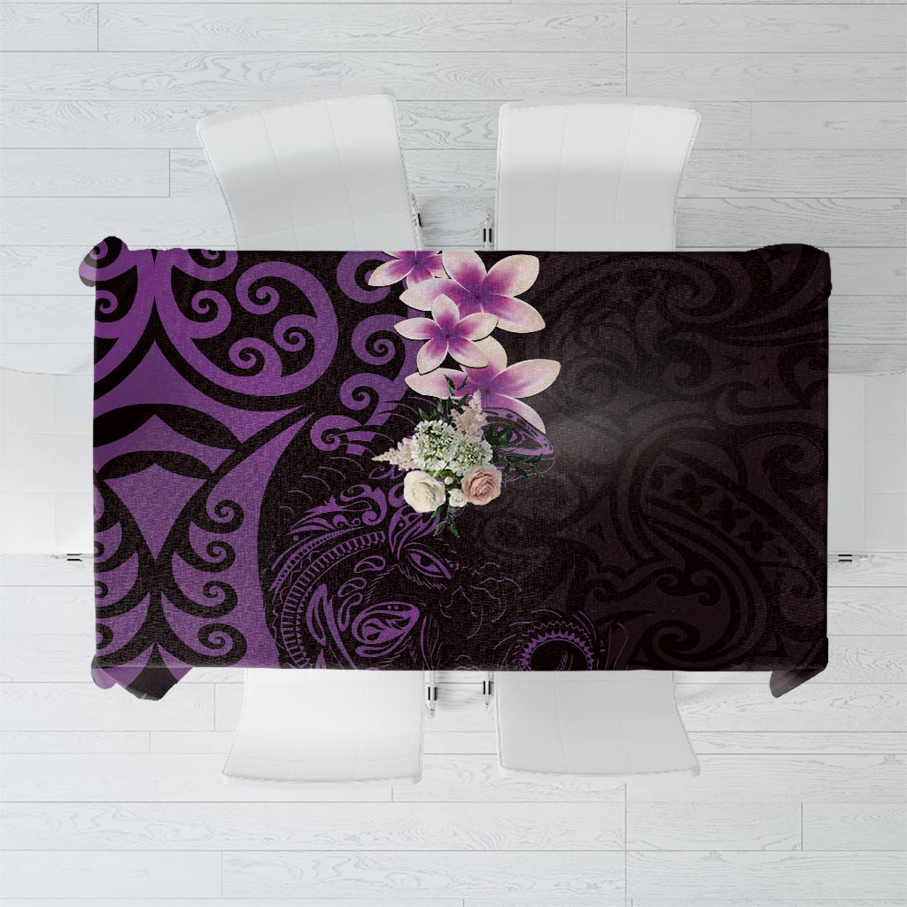 New Zealand Tuatara Plumeria Tablecloth Maori Purple Koru Tribal Tattoo LT01 Purple - Polynesian Pride