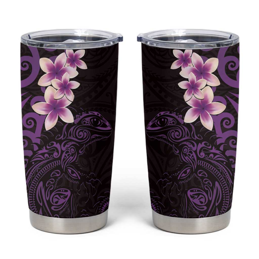 New Zealand Tuatara Plumeria Tumbler Cup Maori Purple Koru Tribal Tattoo