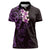 New Zealand Tuatara Plumeria Women Polo Shirt Maori Purple Koru Tribal Tattoo