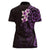 New Zealand Tuatara Plumeria Women Polo Shirt Maori Purple Koru Tribal Tattoo