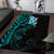 New Zealand Tuatara Plumeria Area Rug Maori Teal Koru Tribal Tattoo