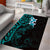 New Zealand Tuatara Plumeria Area Rug Maori Teal Koru Tribal Tattoo