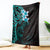 New Zealand Tuatara Plumeria Blanket Maori Teal Koru Tribal Tattoo