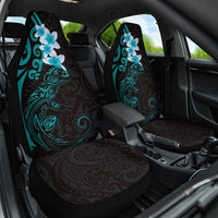 New Zealand Tuatara Plumeria Car Seat Cover Maori Teal Koru Tribal Tattoo