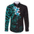 New Zealand Tuatara Plumeria Family Matching Long Sleeve Bodycon Dress and Hawaiian Shirt Maori Teal Koru Tribal Tattoo