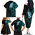 New Zealand Tuatara Plumeria Family Matching Off The Shoulder Long Sleeve Dress and Hawaiian Shirt Maori Teal Koru Tribal Tattoo