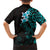 New Zealand Tuatara Plumeria Family Matching Short Sleeve Bodycon Dress and Hawaiian Shirt Maori Teal Koru Tribal Tattoo