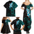 New Zealand Tuatara Plumeria Family Matching Summer Maxi Dress and Hawaiian Shirt Maori Teal Koru Tribal Tattoo