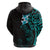 New Zealand Tuatara Plumeria Hoodie Maori Teal Koru Tribal Tattoo