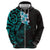 New Zealand Tuatara Plumeria Hoodie Maori Teal Koru Tribal Tattoo