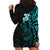 New Zealand Tuatara Plumeria Hoodie Dress Maori Teal Koru Tribal Tattoo