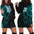 New Zealand Tuatara Plumeria Hoodie Dress Maori Teal Koru Tribal Tattoo