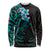 New Zealand Tuatara Plumeria Long Sleeve Shirt Maori Teal Koru Tribal Tattoo