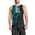 New Zealand Tuatara Plumeria Men Tank Top Maori Teal Koru Tribal Tattoo