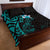 New Zealand Tuatara Plumeria Quilt Bed Set Maori Teal Koru Tribal Tattoo