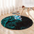 New Zealand Tuatara Plumeria Round Carpet Maori Teal Koru Tribal Tattoo