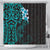 New Zealand Tuatara Plumeria Shower Curtain Maori Teal Koru Tribal Tattoo