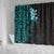 New Zealand Tuatara Plumeria Shower Curtain Maori Teal Koru Tribal Tattoo