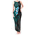 New Zealand Tuatara Plumeria Tank Maxi Dress Maori Teal Koru Tribal Tattoo