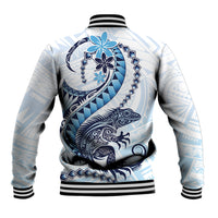 Blue Maori Tuatara Baseball Jacket Luxury Pastel Pattern LT01 - Polynesian Pride