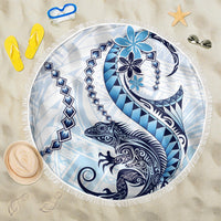 Blue Maori Tuatara Beach Blanket Luxury Pastel Pattern LT01 One Size 150cm Blue - Polynesian Pride