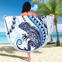 Blue Maori Tuatara Beach Blanket Luxury Pastel Pattern LT01 - Polynesian Pride