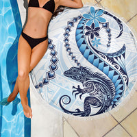 Blue Maori Tuatara Beach Blanket Luxury Pastel Pattern LT01 - Polynesian Pride