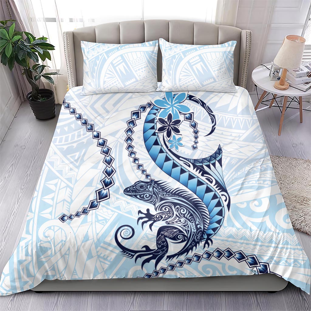 Blue Maori Tuatara Bedding Set Luxury Pastel Pattern