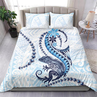 Blue Maori Tuatara Bedding Set Luxury Pastel Pattern