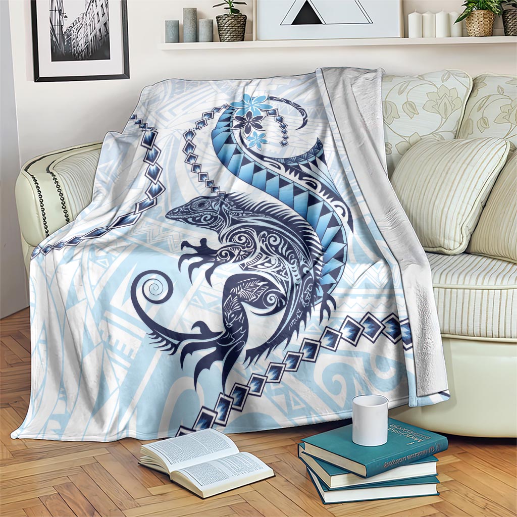 Blue Maori Tuatara Blanket Luxury Pastel Pattern