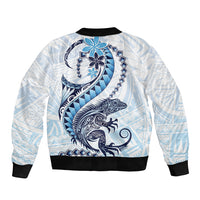 Blue Maori Tuatara Bomber Jacket Luxury Pastel Pattern LT01 - Polynesian Pride