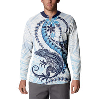 Blue Maori Tuatara Button Sweatshirt Luxury Pastel Pattern LT01 - Polynesian Pride