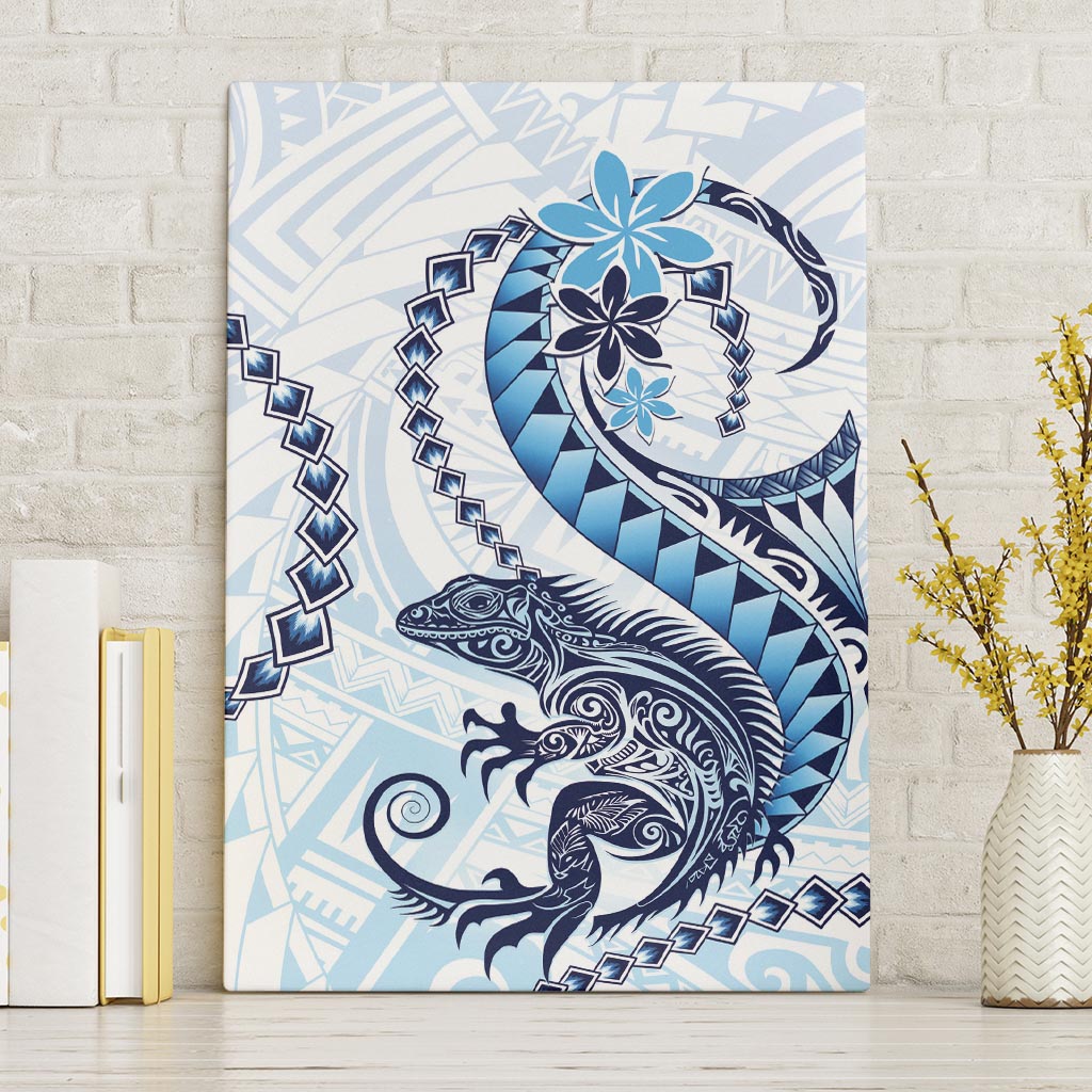 Blue Maori Tuatara Canvas Wall Art Luxury Pastel Pattern