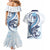 Blue Maori Tuatara Couples Matching Mermaid Dress and Hawaiian Shirt Luxury Pastel Pattern