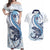 Blue Maori Tuatara Couples Matching Off Shoulder Maxi Dress and Hawaiian Shirt Luxury Pastel Pattern