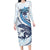 Blue Maori Tuatara Family Matching Long Sleeve Bodycon Dress and Hawaiian Shirt Luxury Pastel Pattern